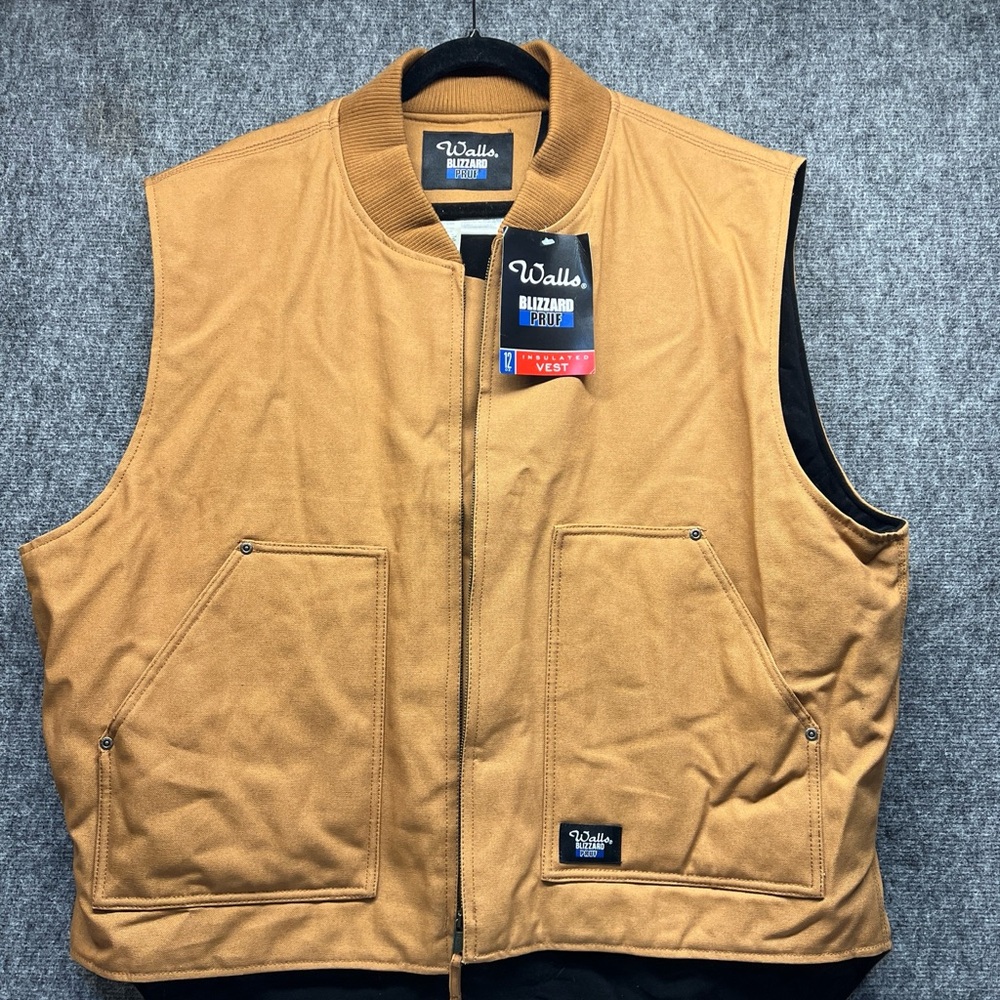 Walls Vest Mens 2XL Brown Blizzard Pruf Canvas Full Zip Insulated Workwear NWT